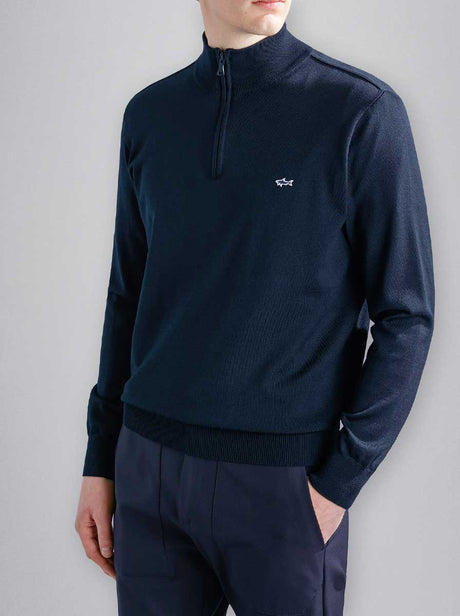 Paul & Shark Knitwear & Jumpers Paul & Shark - Navy Wool half Zip Sweater