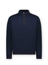 Paul & Shark Knitwear & Jumpers Paul & Shark - Navy Wool half Zip Sweater w/ Alcantara® Trim