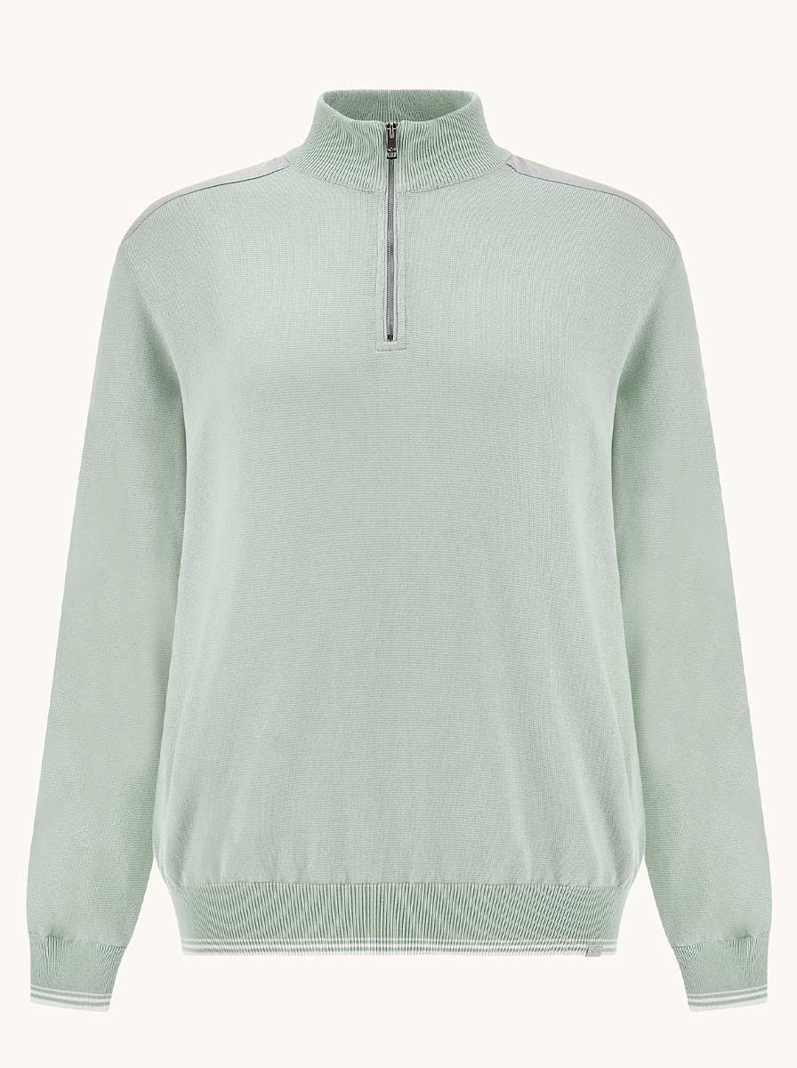 Paul & Shark Knitwear & Jumpers Paul & Shark - Piuma Cotton Green Half‑Zip Sweater With Typhoon® Details 126