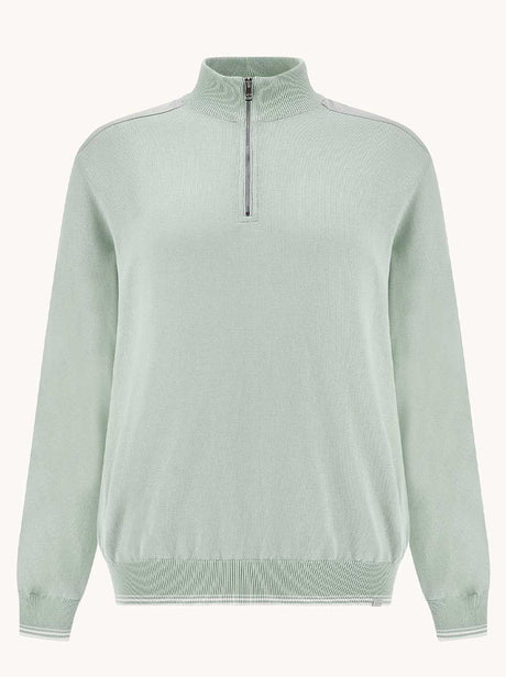Paul & Shark Knitwear & Jumpers Paul & Shark - Piuma Cotton Green Half‑Zip Sweater With Typhoon® Details 126