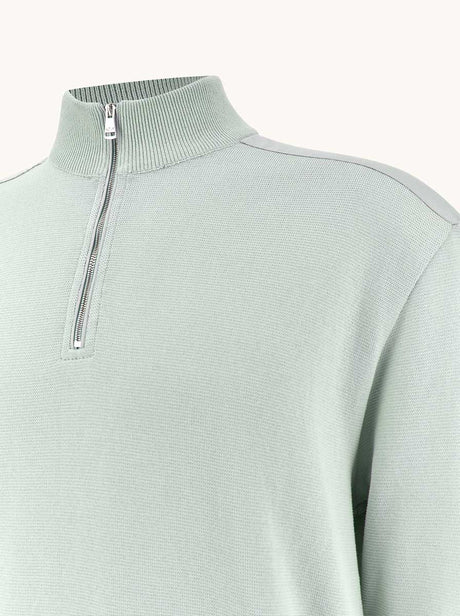 Paul & Shark Knitwear & Jumpers Paul & Shark - Piuma Cotton Green Half‑Zip Sweater With Typhoon® Details 126