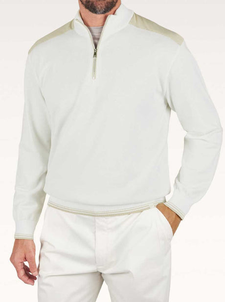 Paul & Shark Knitwear & Jumpers Paul & Shark - Piuma Cotton Off-White Half‑Zip Sweater With Typhoon® Details
