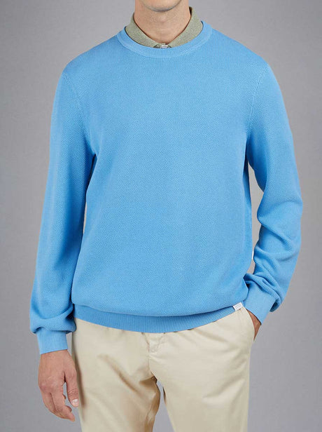 Paul & Shark Knitwear & Jumpers Paul & Shark - Riviera Garment Dyed Cotton Crew Neck Blue Sweater