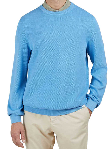Paul & Shark Knitwear & Jumpers Paul & Shark - Riviera Garment Dyed Cotton Crew Neck Blue Sweater