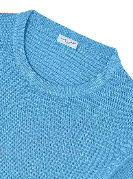 Paul & Shark Knitwear & Jumpers Paul & Shark - Riviera Garment Dyed Cotton Crew Neck Blue Sweater
