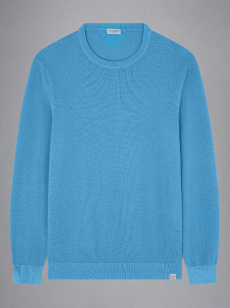 Paul & Shark Knitwear & Jumpers Paul & Shark - Riviera Garment Dyed Cotton Crew Neck Blue Sweater