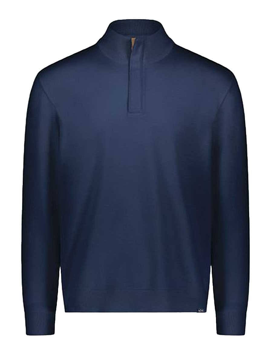 Paul & Shark Knitwear & Jumpers Paul & Shark - Summer Wool Half Zip Navy Sweater with Alcantara® Details