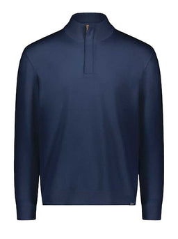 Paul & Shark Knitwear & Jumpers Paul & Shark - Summer Wool Half Zip Navy Sweater with Alcantara® Details