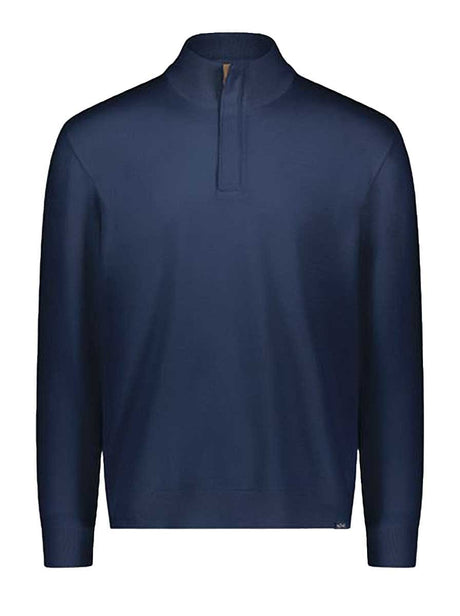 Paul & Shark Knitwear & Jumpers Paul & Shark - Summer Wool Half Zip Navy Sweater with Alcantara® Details