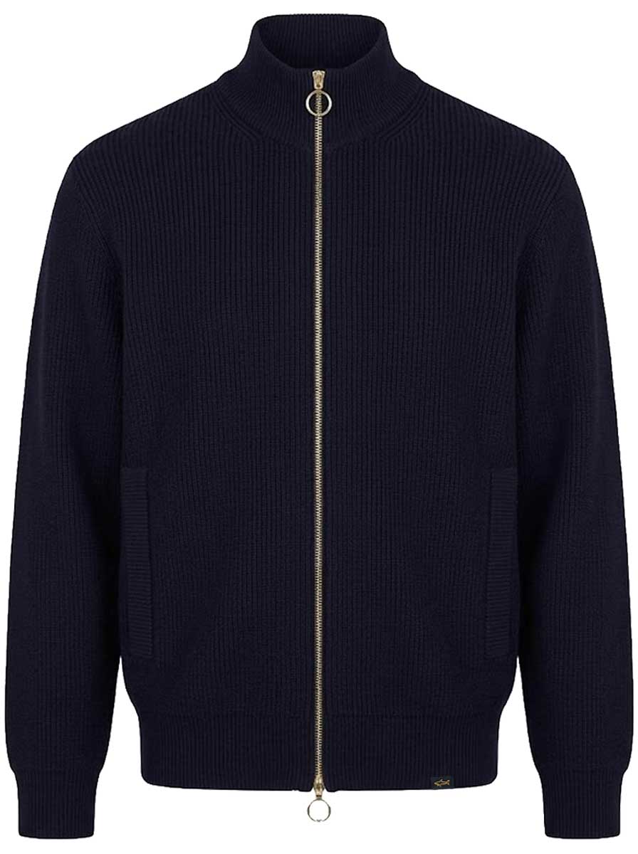 Paul & Shark Knitwear & Jumpers Paul & Shark - Tech Wool Full Zip Navy Sweater