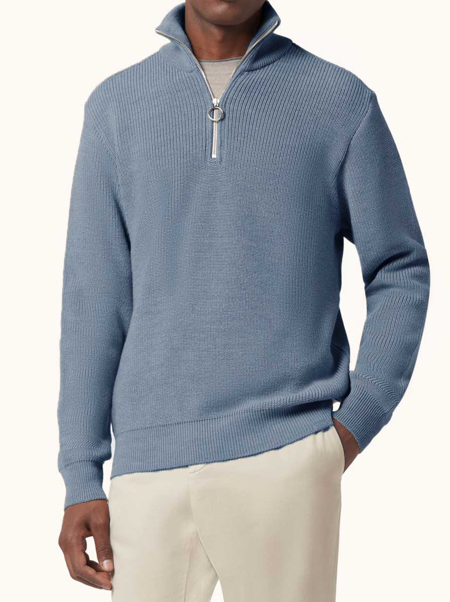 Paul & Shark Knitwear & Jumpers Paul & Shark - Tech Wool Half Zip Deb=nim Sweater