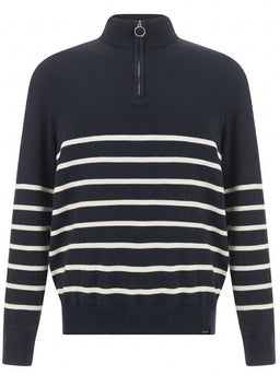 Paul & Shark Knitwear & Jumpers Paul & Shark - Tech Wool Half Zip Navy Striped Sweater