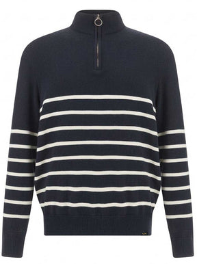 Paul & Shark Knitwear & Jumpers Paul & Shark - Tech Wool Half Zip Navy Striped Sweater