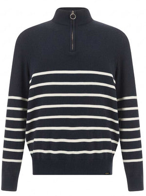 Paul & Shark Knitwear & Jumpers Paul & Shark - Tech Wool Half Zip Navy Striped Sweater