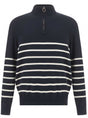 Paul & Shark Knitwear & Jumpers Paul & Shark - Tech Wool Half Zip Navy Striped Sweater