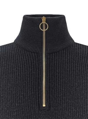 Paul & Shark Knitwear & Jumpers Paul & Shark - Tech Wool Half Zip Navy Sweater