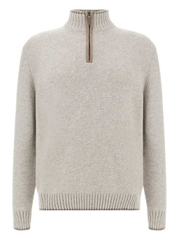 Paul & Shark Knitwear & Jumpers Paul & Shark - Wool and Cashmere Stone Half-Zip Sweater