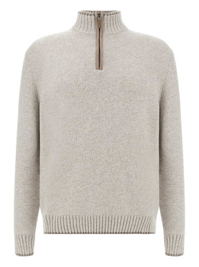 Paul & Shark Knitwear & Jumpers Paul & Shark - Wool and Cashmere Stone Half-Zip Sweater