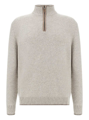 Paul & Shark Knitwear & Jumpers Paul & Shark - Wool and Cashmere Stone Half-Zip Sweater