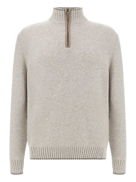 Paul & Shark Knitwear & Jumpers Paul & Shark - Wool and Cashmere Stone Half-Zip Sweater