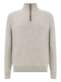 Paul & Shark Knitwear & Jumpers Paul & Shark - Wool and Cashmere Stone Half-Zip Sweater