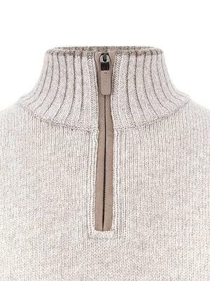 Paul & Shark Knitwear & Jumpers Paul & Shark - Wool and Cashmere Stone Half-Zip Sweater