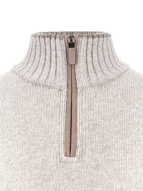 Paul & Shark Knitwear & Jumpers Paul & Shark - Wool and Cashmere Stone Half-Zip Sweater