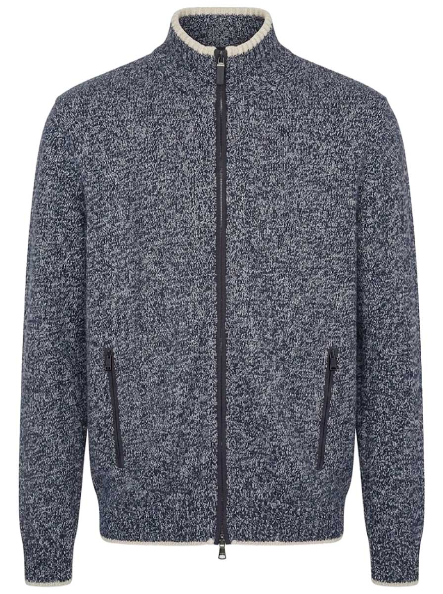 Paul & Shark Knitwear & Jumpers Paul & Shark - Wool & Cashmere Full-Zip Blue Melange Sweater