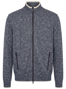 Paul & Shark Knitwear & Jumpers Paul & Shark - Wool & Cashmere Full-Zip Blue Melange Sweater