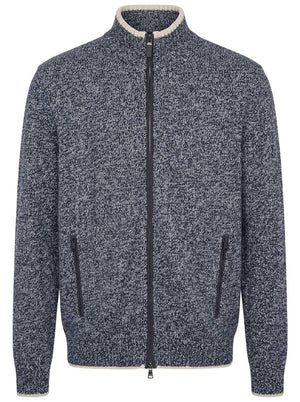 Paul & Shark Knitwear & Jumpers Paul & Shark - Wool & Cashmere Full-Zip Blue Melange Sweater