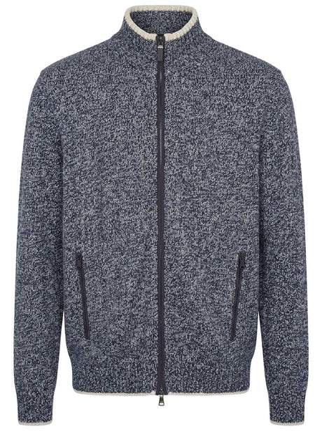 Paul & Shark Knitwear & Jumpers Paul & Shark - Wool & Cashmere Full-Zip Blue Melange Sweater