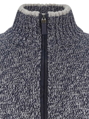 Paul & Shark Knitwear & Jumpers Paul & Shark - Wool & Cashmere Full-Zip Blue Melange Sweater