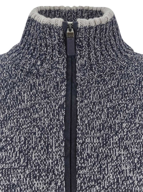 Paul & Shark Knitwear & Jumpers Paul & Shark - Wool & Cashmere Full-Zip Blue Melange Sweater