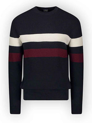 Paul & Shark Knitwear & Jumpers Paul & Shark - Wool Crew Neck Jumper w/ Bold Stripes 223