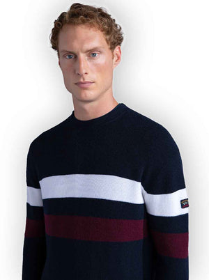 Paul & Shark Knitwear & Jumpers Paul & Shark - Wool Crew Neck Jumper w/ Bold Stripes 223