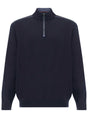 Paul & Shark Knitwear & Jumpers Paul & Shark - Wool Half-Zip Navy Sweater with Typhoon® Platinum Details