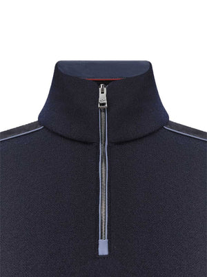 Paul & Shark Knitwear & Jumpers Paul & Shark - Wool Half-Zip Navy Sweater with Typhoon® Platinum Details