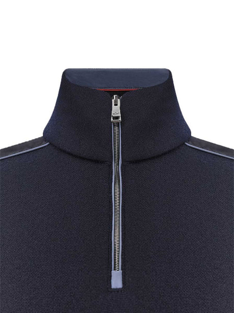 Paul & Shark Knitwear & Jumpers Paul & Shark - Wool Half-Zip Navy Sweater with Typhoon® Platinum Details