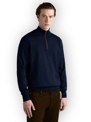 Paul & Shark Knitwear & Jumpers Paul & Shark - Wool half zip sweater w/ Alcantara® details 223