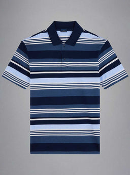 Paul & Shark Polo & T-Shirts Paul & Shark - Multi Stripe Fine Piqué Cotton Navy Polo