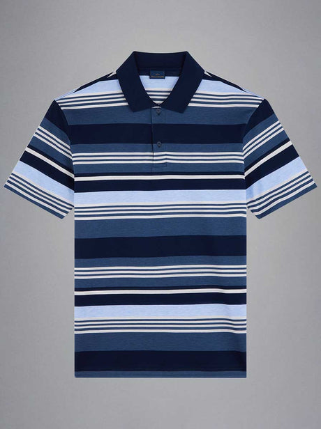 Paul & Shark Polo & T-Shirts Paul & Shark - Multi Stripe Fine Piqué Cotton Navy Polo