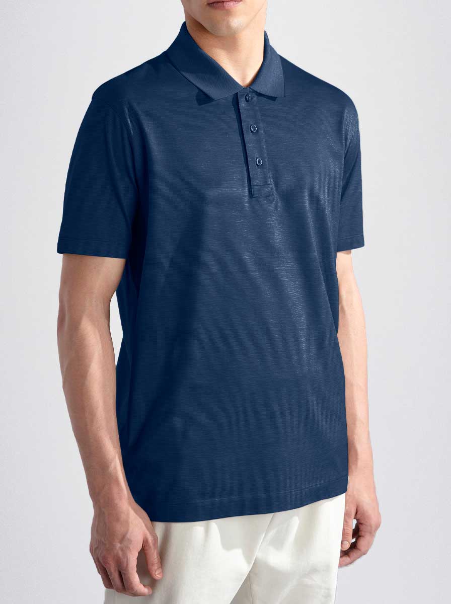 Paul & Shark Polo & T-Shirts Paul & Shark - Navy Cotton & Silk Polo Shirt