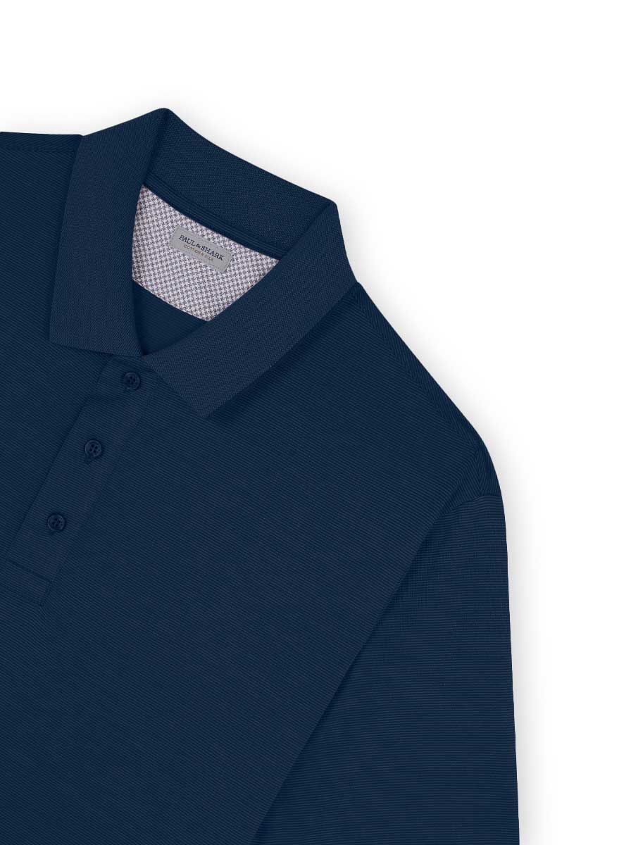 Paul & Shark Polo & T-Shirts Paul & Shark - Navy Cotton & Silk Polo Shirt