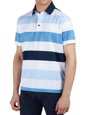 Paul & Shark Polo & T-Shirts Paul & Shark - Striped Double Mercerised Jersey Cotton Blue Polo