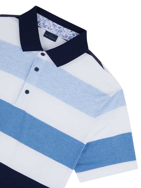 Paul & Shark Polo & T-Shirts Paul & Shark - Striped Double Mercerised Jersey Cotton Blue Polo