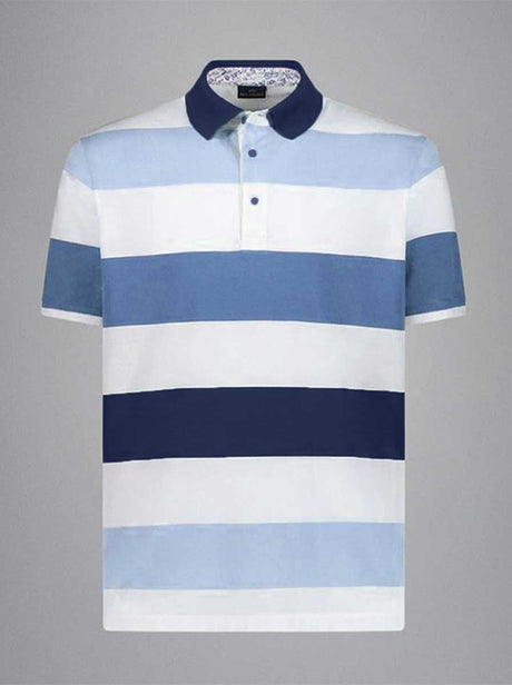 Paul & Shark Polo & T-Shirts Paul & Shark - Striped Double Mercerised Jersey Cotton Blue Polo