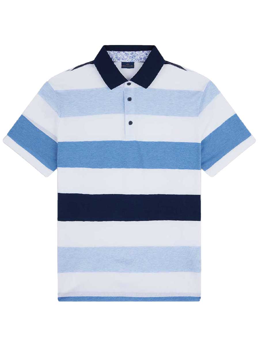 Paul & Shark Polo & T-Shirts Paul & Shark - Striped Double Mercerised Jersey Cotton Blue Polo