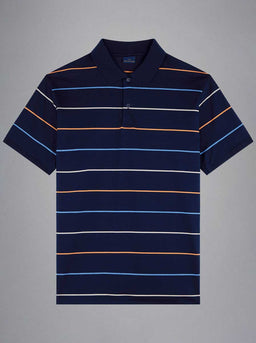 Paul & Shark Polo & T-Shirts Paul & Shark - Striped Double Mercerised Jersey Cotton Navy Polo