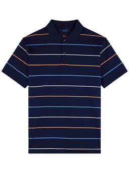 Paul & Shark Polo & T-Shirts Paul & Shark - Striped Double Mercerised Jersey Cotton Navy Polo