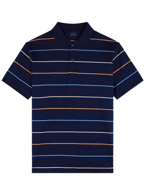 Paul & Shark Polo & T-Shirts Paul & Shark - Striped Double Mercerised Jersey Cotton Navy Polo